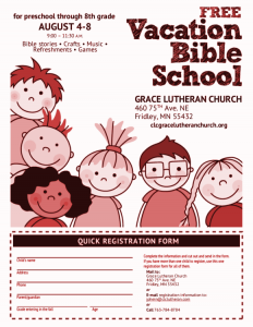 2014 Vacation Bible School flyer
